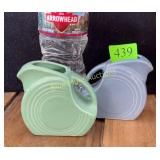 Fiesta green & light blue creamers