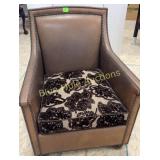 Leather & upholstered studded chair-