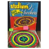Vintage Stadium Checkers game in box-No marbles