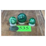 3 slag glass marbles