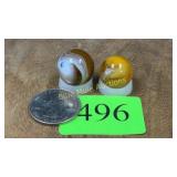 2 slag glass marbles