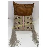 2 leather pillows 1 studded Double D, 1 fringe