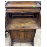 Antique oak lady's roll top desk-needs put back