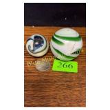 2 vintage Akro Agate gear shift knob-cracked