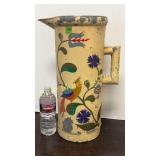 Lg tin pitcher been painted