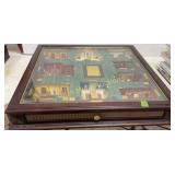 Clue game under glass case-4'tall,22x22 some