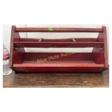 Primitive red wooden carrying tool box