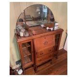 Vintage Secretary with side shelves with mirrow