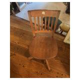 Oak Swivel Vintage Office Chair on Wheels