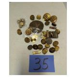 Lot of Military Buttons and Ribbons
