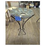 Bird Bath- Metal Base - Plastic Bin - Concrete Top