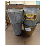 Lot of old galvanized and tin buckets