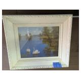 Framed Swan on Lake Print