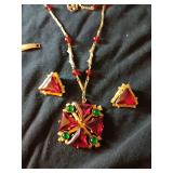 104 Necklace & Earrings W/ Stones