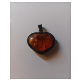 113 Sterling Amber Heart Pendant