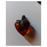 118 Amber Sterling Heart Pendant