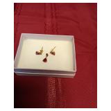 109 10K Ruby & Diamond Pendant Earrings