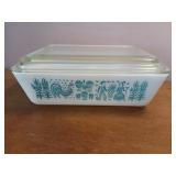 Pyrex turquoise amish butterprint refrigerator dish