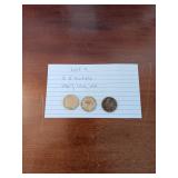 9 3 V nickels 1907,1910,1911