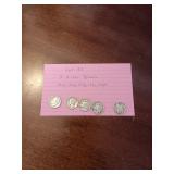 38 5 silver dimes 1941,1942,1943,1943,1949 38 5 silver dimes 1941,1942,1943,1943,1949