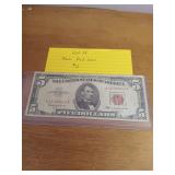 114 1963 red seal five dollar bill 114 1963 red seal five dollar bill