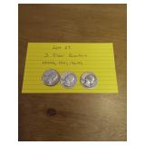 117 3 silver quarters 1944D,1951,1964D 117 3 silver quarters 1944D,1951,1964D