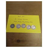 119 5 silver dimes 1937 1942S,1943,1944D,1945 119 5 silver dimes 1937 1942S,1943,1944D,1945