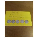 128 5 silver dimes 1939,1941,1942,1943S,1944 128 5 silver dimes 1939,1941,1942,1943S,1944