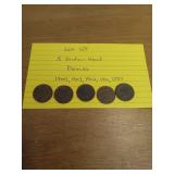 129 5 Indian head pennies 1904,1903,1902,1901,1885 129 5 Indian head pennies 1904,1903,1902,1901,1885