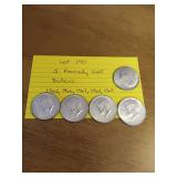 140 5 Kennedy half dollars 1965,1966,1967,1968,1969 140 5 Kennedy half dollars 1965,1966,1967,1968,1969