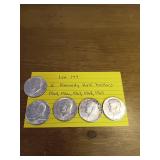 149 5 Kennedy half dollars 1965,1966,1967,1968,1969 149 5 Kennedy half dollars 1965,1966,1967,1968,1969