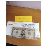154 1934A five dollar silver certificate very good 154 1934A five dollar silver certificate very good