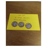 3 silver quarters 1941S,1942S,1943 3 silver quarters 1941S,1942S,1943