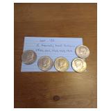 189 5 Kennedy half dollars 1966,1967,1968,1968,1969 189 5 Kennedy half dollars 1966,1967,1968,1968,1969