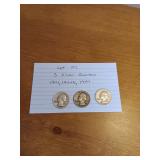 197 3 silver quarters 1941,1944D,1955 197 3 silver quarters 1941,1944D,1955