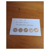 198 5 silver dimes 1941,1945,1942,1947,1956 198 5 silver dimes 1941,1945,1942,1947,1956