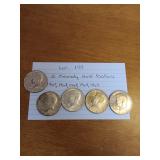 199 5 Kennedy half dollars 1967,1968,1968,1968,1969 199 5 Kennedy half dollars 1967,1968,1968,1968,1969
