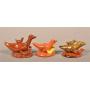 Three Breininger Redware Small Bird Figures.