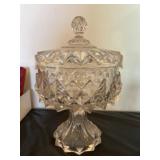 Pattern Glass Covered Compote