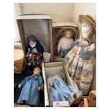 (5) Porcelain and Cloth Body Dolls