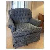 (2) Wingback Swivel Upholstered Armchairs
