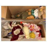 (3) Boxes of Plush Toys and Decor