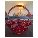 Fenton Ruby Glass Basket