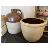 Stoneware Two Tone Storage Jug with Crock