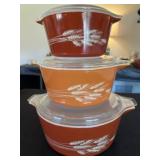 Pyrex 3-Piece Wheat Pattern Casserole Set