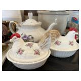 Porcelain Pitcher with Hen On Nests
