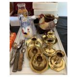 Lusterware Pitcher, Milk Bottle, Flatware,etc.