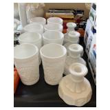 Milk Glass Grape Pattern Tumblers & Candlesticks