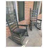 (2) Green Painted Wooden Porch Rockers