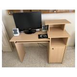 Computer Desk with Monitor and Audio Speakers